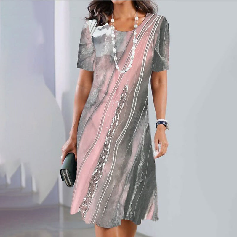 🌹Колие с рози безплатно🌸Дамска ежедневна, универсална рокля с щампа