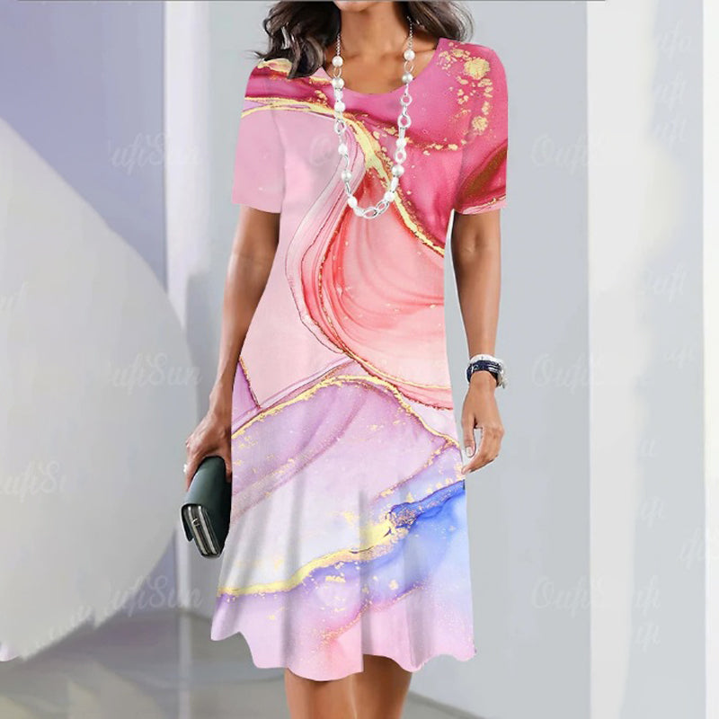 🌹Колие с рози безплатно🌸Дамска ежедневна, универсална рокля с щампа