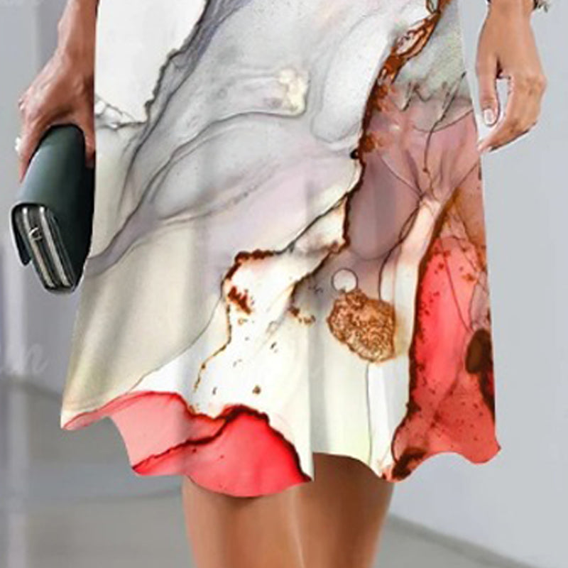 🌹Колие с рози безплатно🌸Дамска ежедневна, универсална рокля с щампа