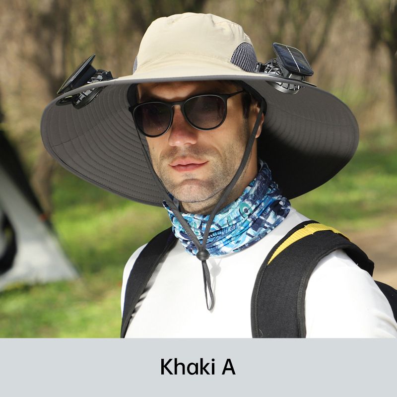 Мъжка риболовна шапка с 2 подвижни соларни вентилатора