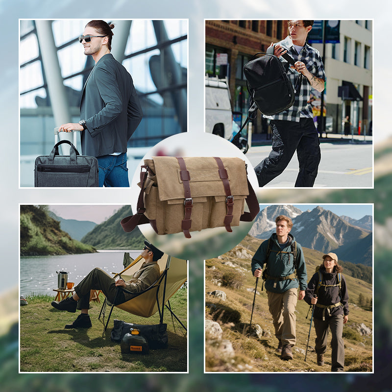 Мъжка платнена чанта за рамо с голям капацитет