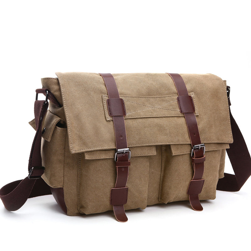 Мъжка платнена чанта за рамо с голям капацитет