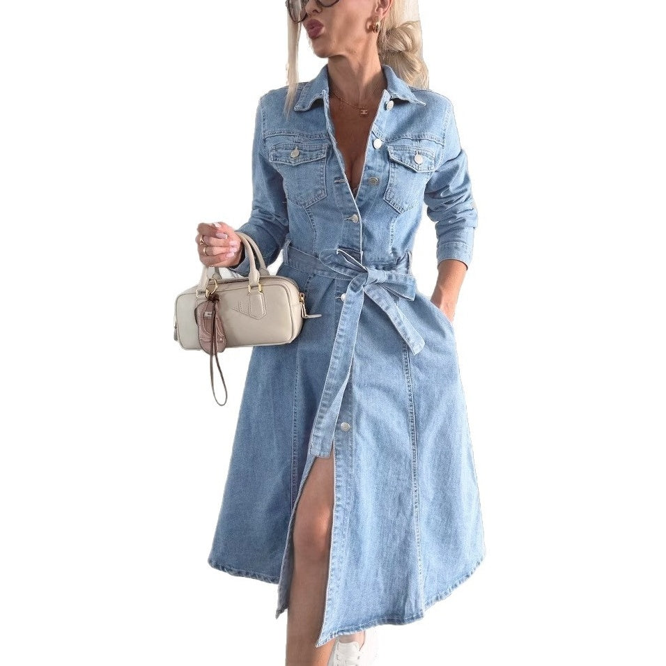 ✨Női farmerruha hosszú ujjal és gombokkal👗
