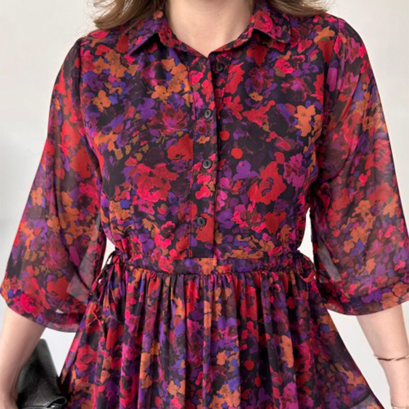 🌺 Дамска елегантна щампована релаксираща макси рокля