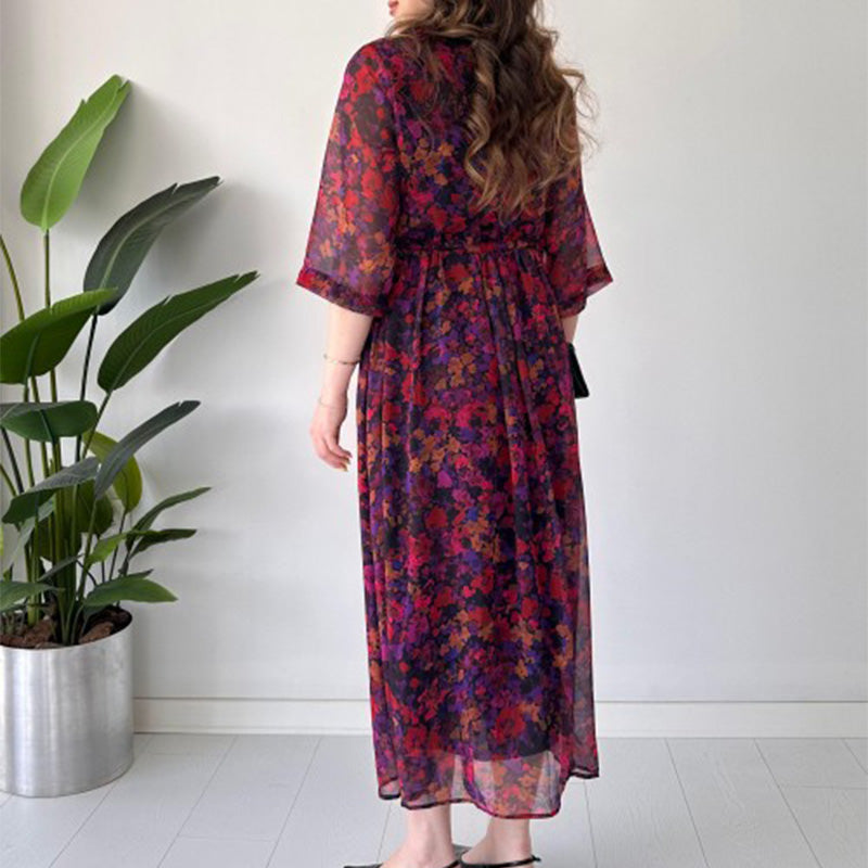 🌺 Дамска елегантна щампована релаксираща макси рокля