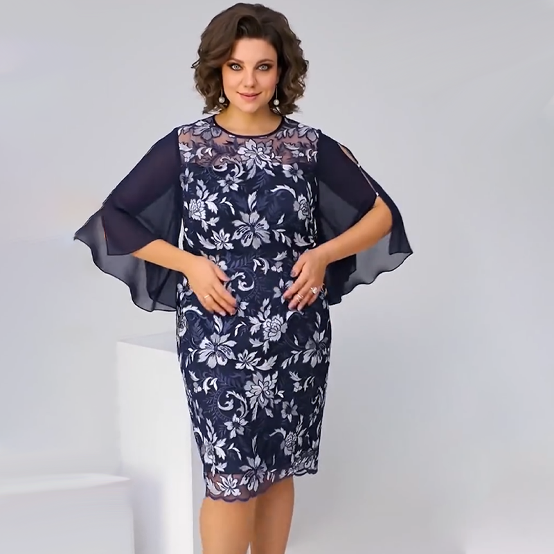 ✨Дамска миди рокля с флорален принт от мрежа