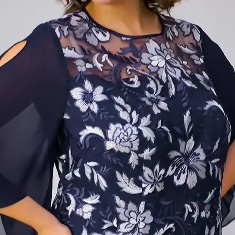 ✨Дамска миди рокля с флорален принт от мрежа