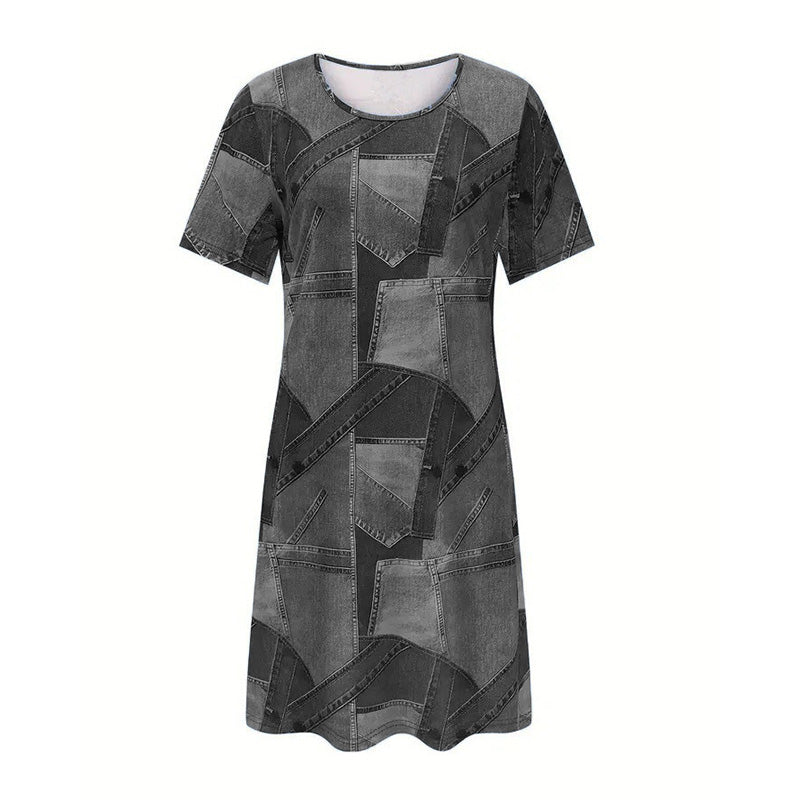 👗Női lezser ruha patchwork mintával