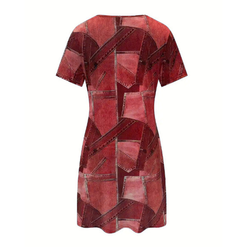 👗Női lezser ruha patchwork mintával