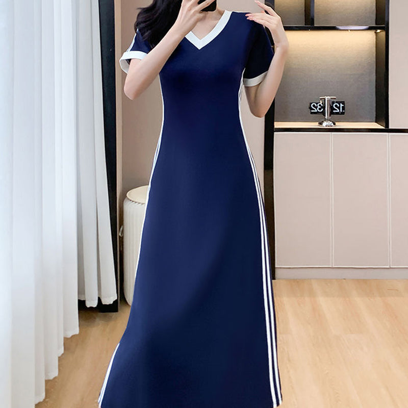 【M-4XL】👗Дамска ежедневна и семпла рокля с V-образно деколте