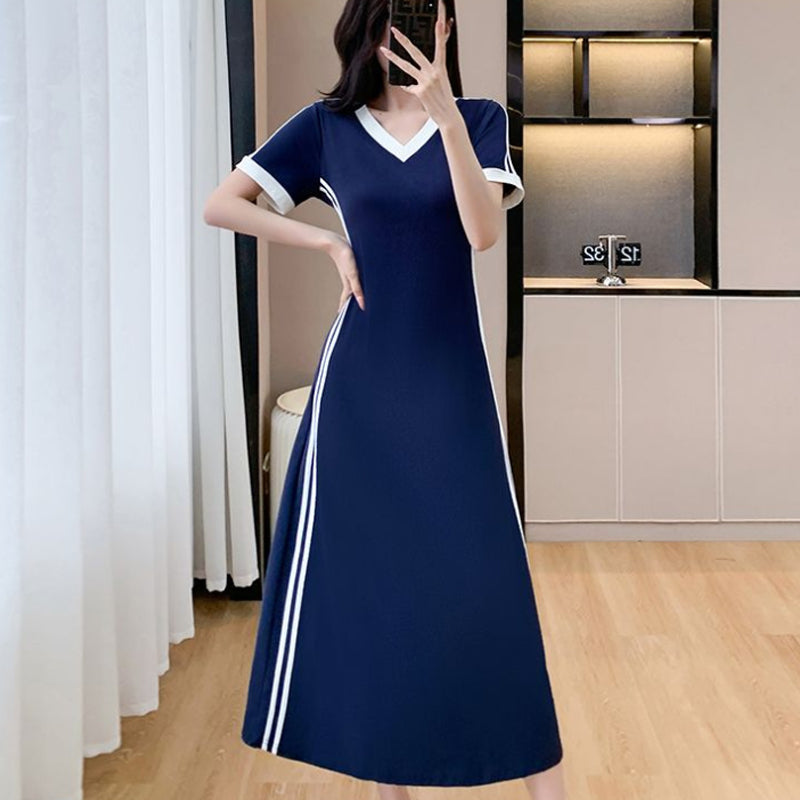 【M-4XL】👗Дамска ежедневна и семпла рокля с V-образно деколте