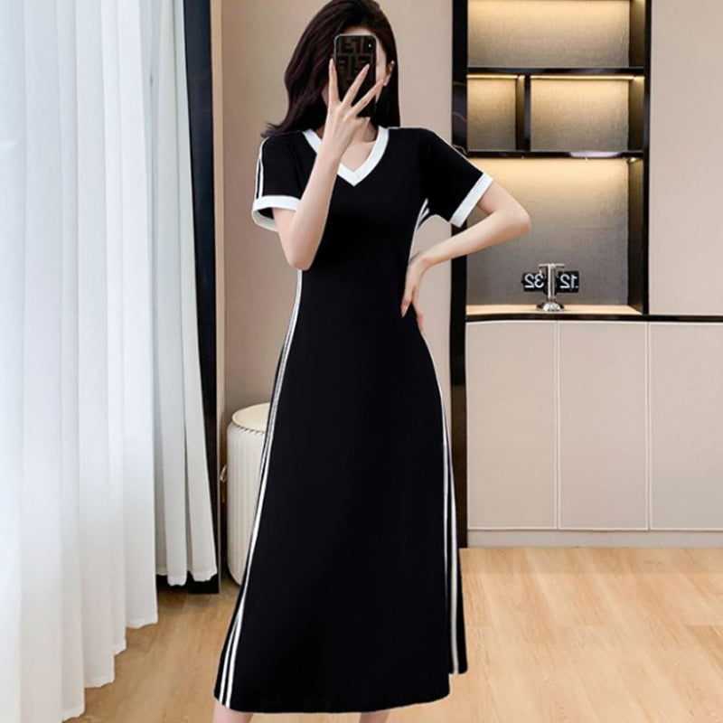 【M-4XL】👗Дамска ежедневна и семпла рокля с V-образно деколте