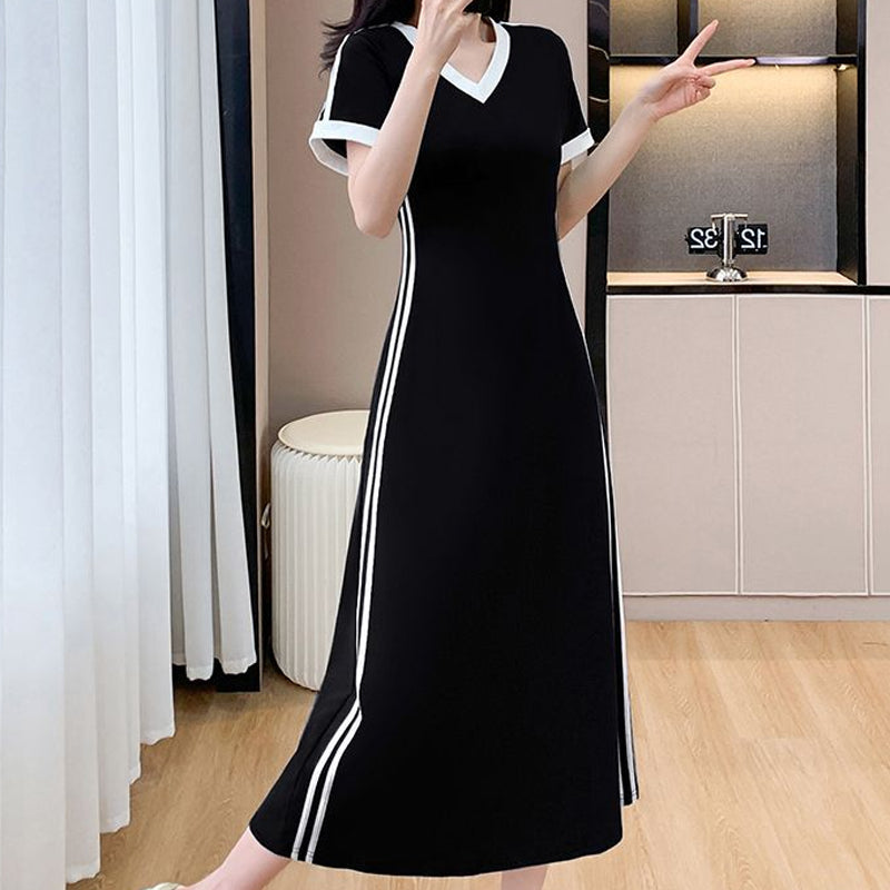 【M-4XL】👗Дамска ежедневна и семпла рокля с V-образно деколте