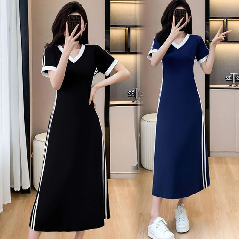 【M-4XL】👗Дамска ежедневна и семпла рокля с V-образно деколте