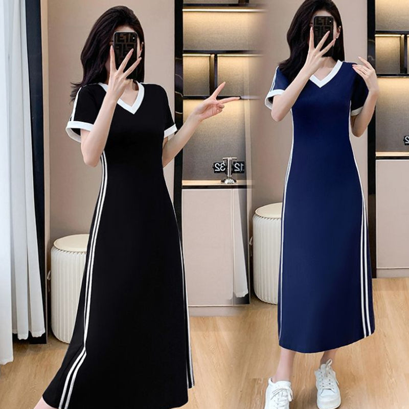 【M-4XL】👗Дамска ежедневна и семпла рокля с V-образно деколте