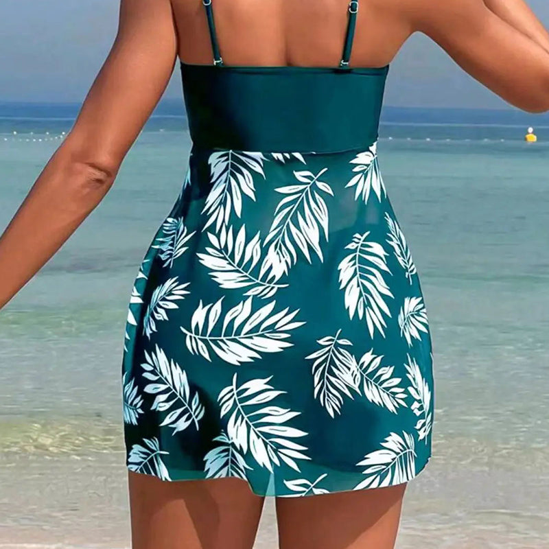 🌴👙Дамски бански от две части с щампа и къси панталонки на презрамки