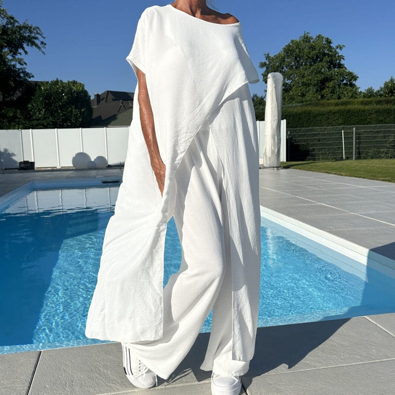 🌸Комплект от твърди цветове извън рамото и панталоните