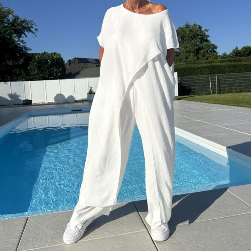 🌸Комплект от твърди цветове извън рамото и панталоните