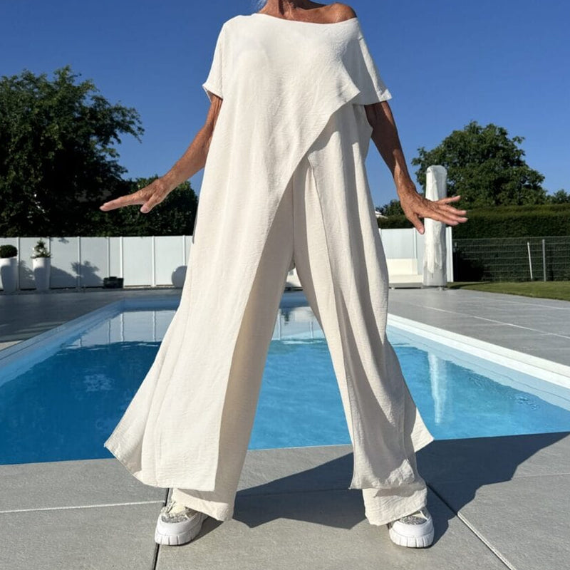 🌸Комплект от твърди цветове извън рамото и панталоните