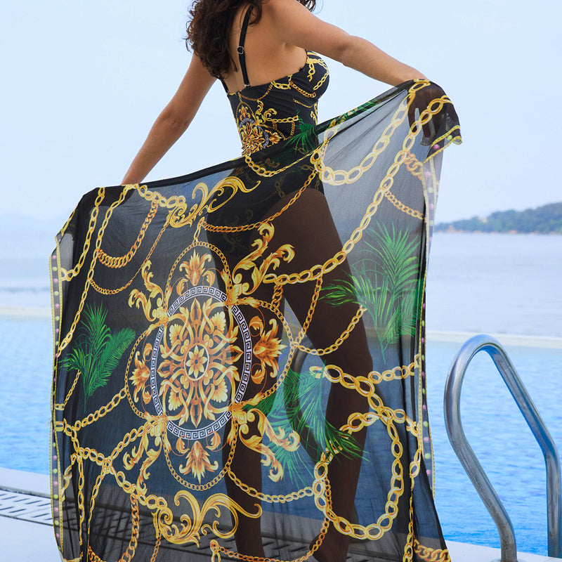 🩱Дамски бански костюм от една част и покривало🌊