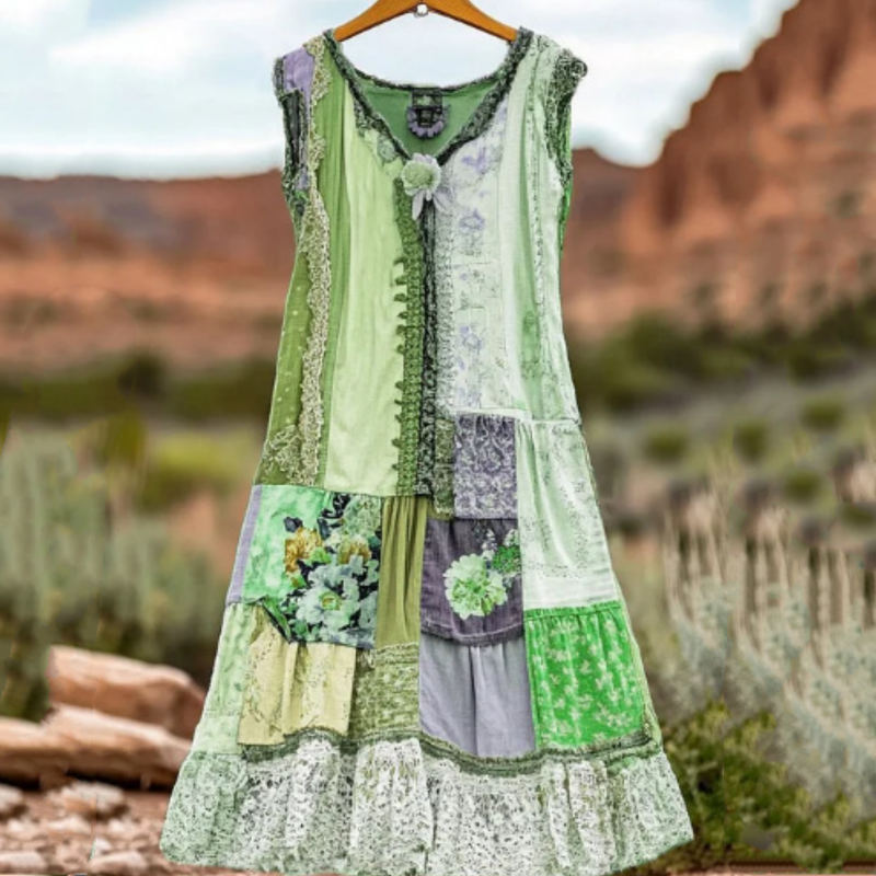 🔥 Дамска рокля без ръкави с винтидж флорален принт 🍃👗