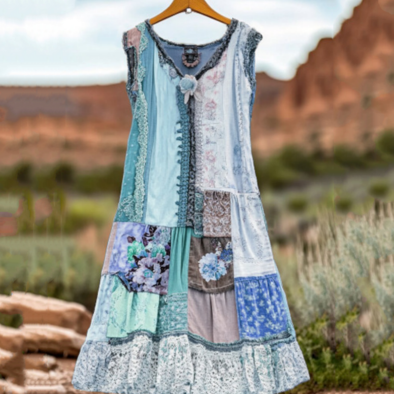 🔥 Дамска рокля без ръкави с винтидж флорален принт 🍃👗