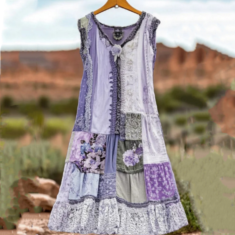 🔥 Дамска рокля без ръкави с винтидж флорален принт 🍃👗