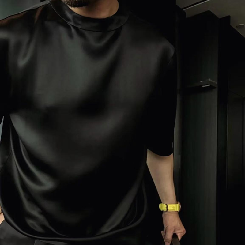 Мъжки ежедневен монохромен комплект от две части - блуза и бермуда