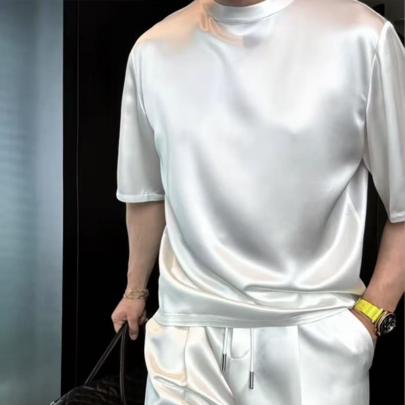 Мъжки ежедневен монохромен комплект от две части - блуза и бермуда