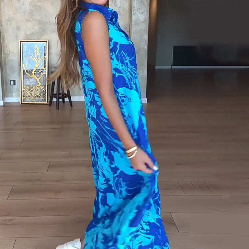 💃Женска мода отпечатани без ръкави макси рокли