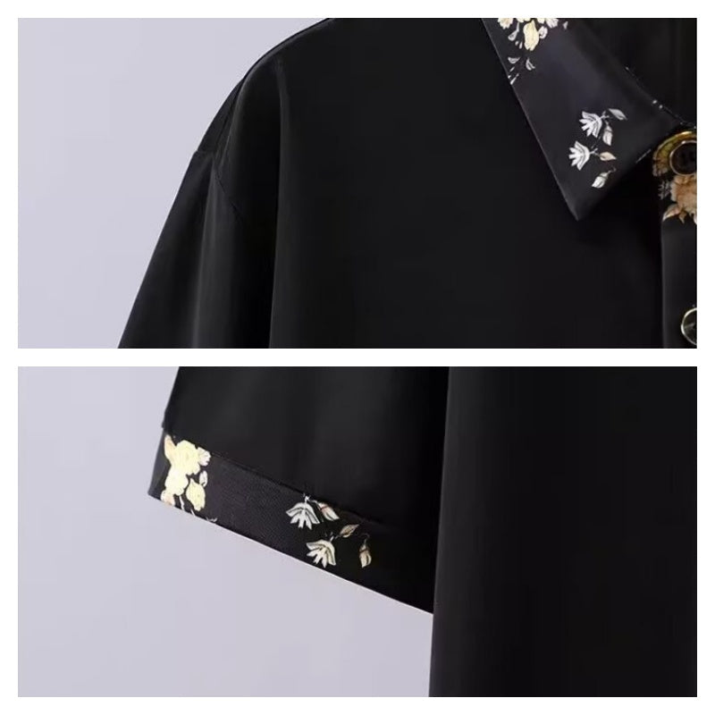 Мъжка риза с къс ръкав с щампа