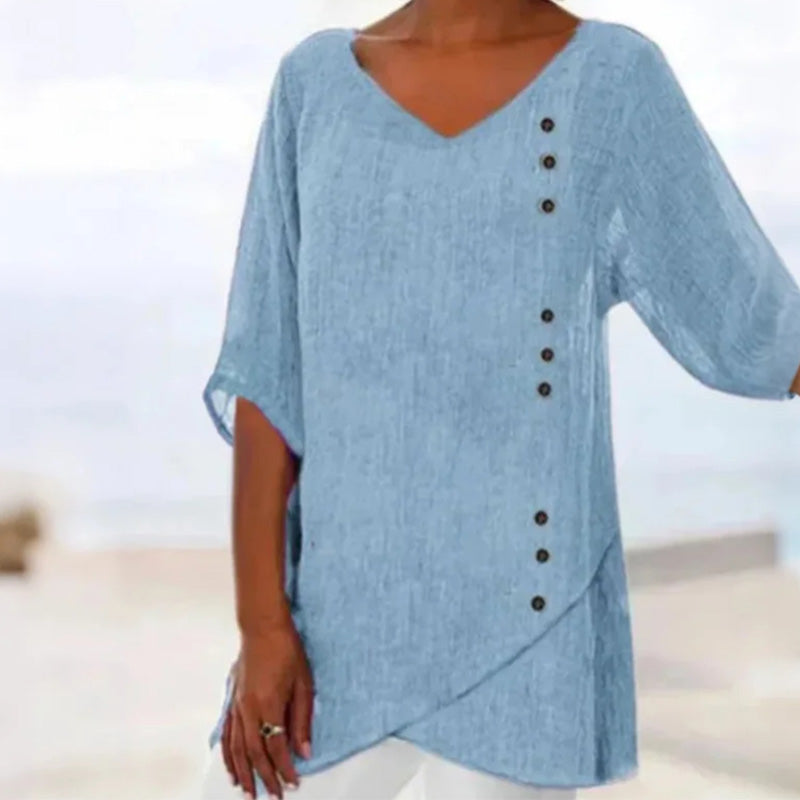 ✨Нов женски романтичен шик шик хлабав V-образно деколте отгоре