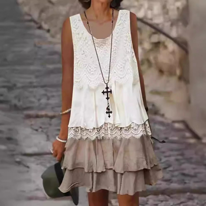 🔥Женска модна пачуърк рокля без ръкави👗