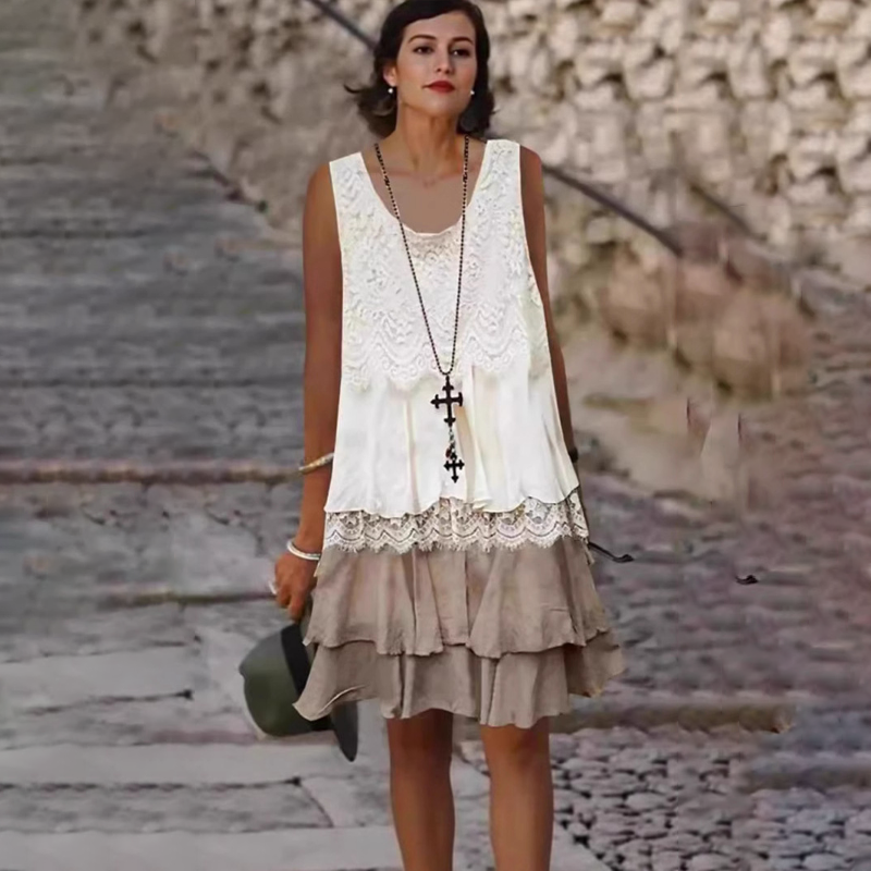 🔥Женска модна пачуърк рокля без ръкави👗