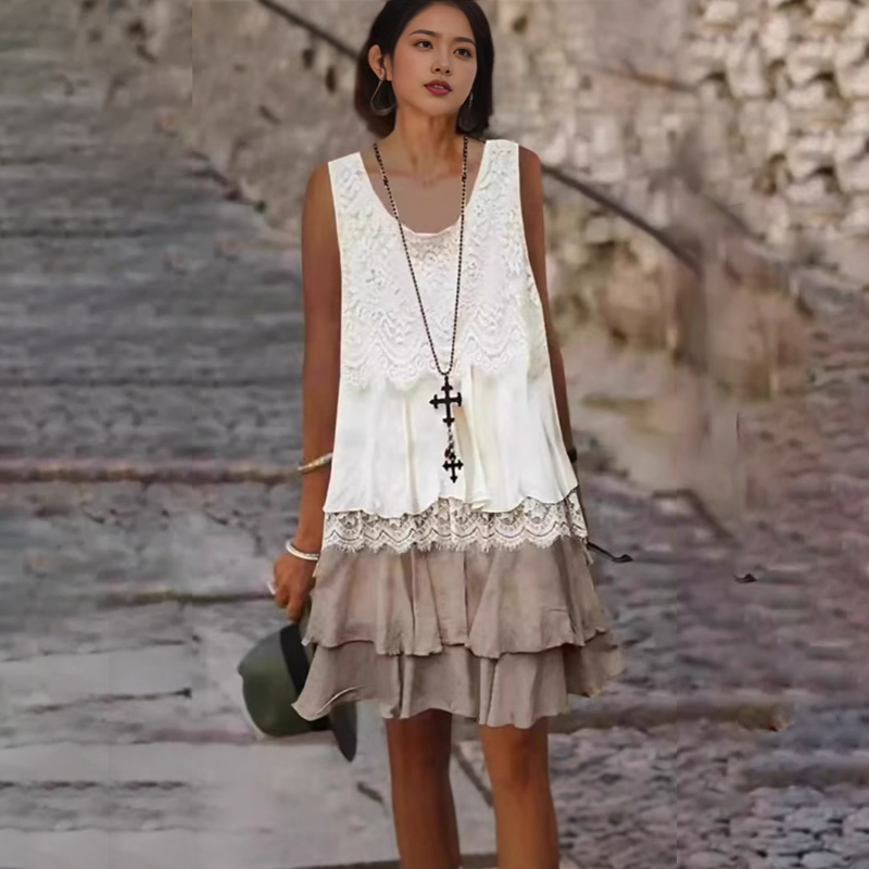 🔥Женска модна пачуърк рокля без ръкави👗