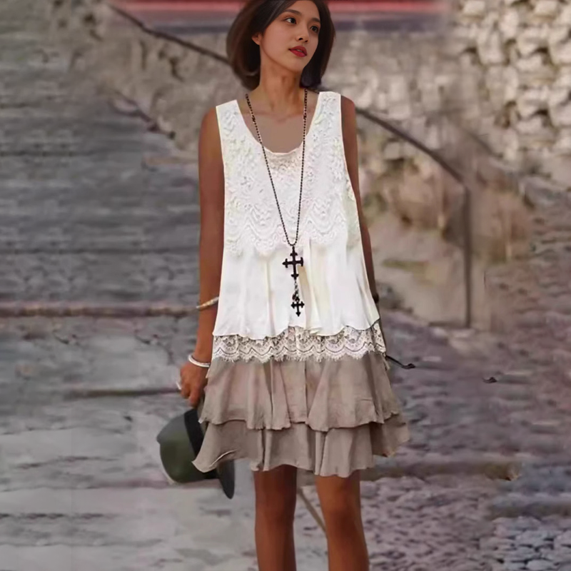 🔥Женска модна пачуърк рокля без ръкави👗