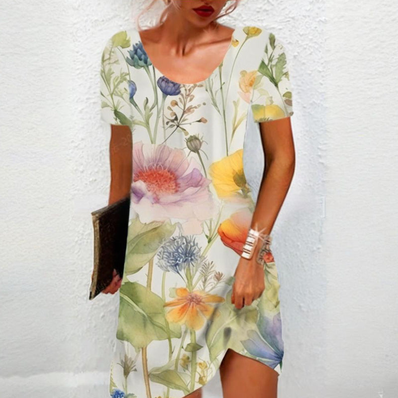 Дамска ежедневна рокля с флорален принт