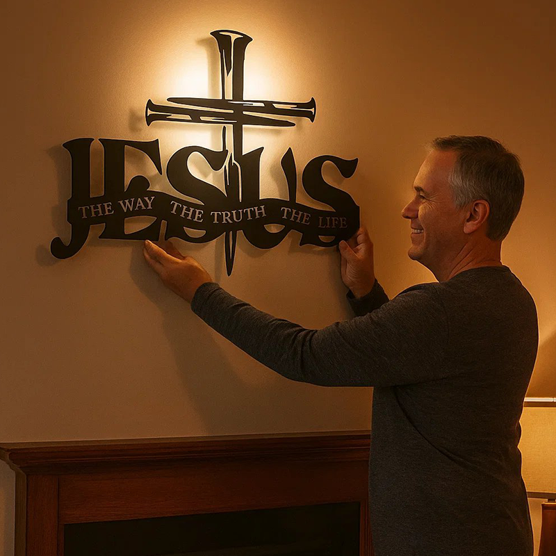 Кръст Исус Истина Метална декорация за стена