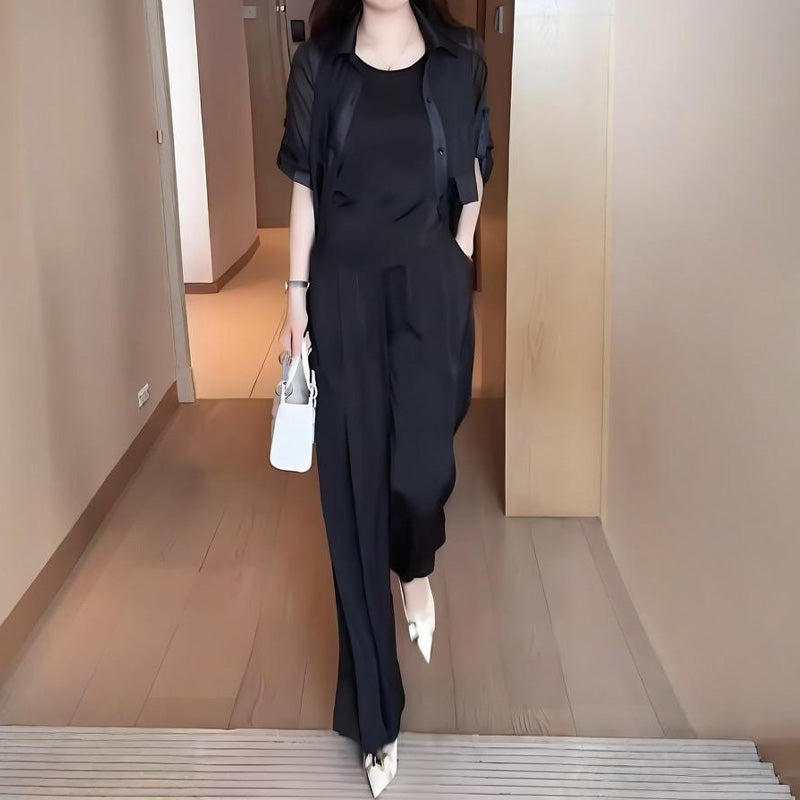 Дамски комплект от 3 части: риза, жилетка и панталони