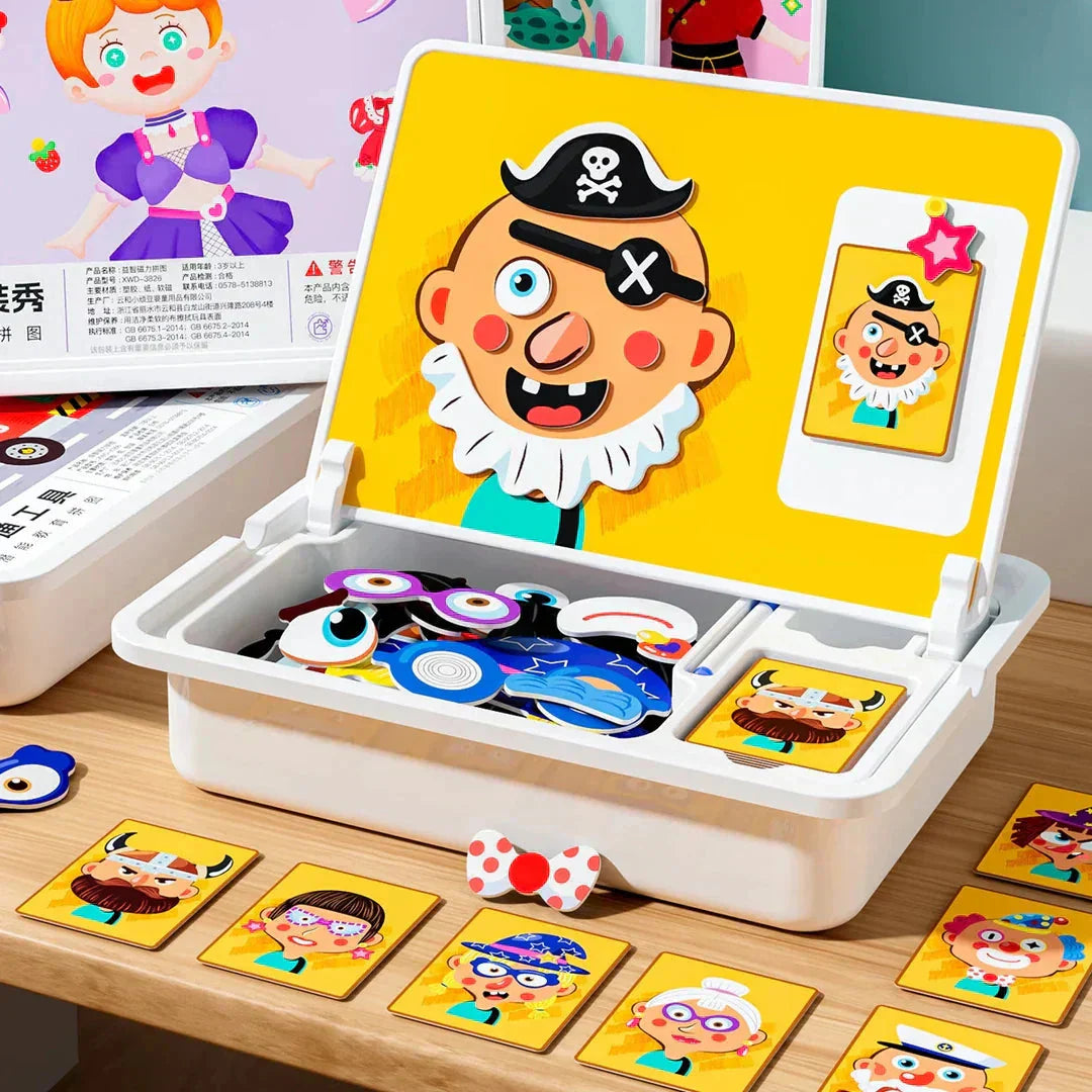 Магнитен пъзел с лице за украса на пътуване, двустранни играчки за обучение в предучилищна възраст за деца