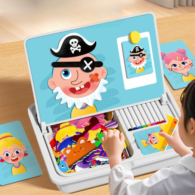 Магнитен пъзел с лице за украса на пътуване, двустранни играчки за обучение в предучилищна възраст за деца