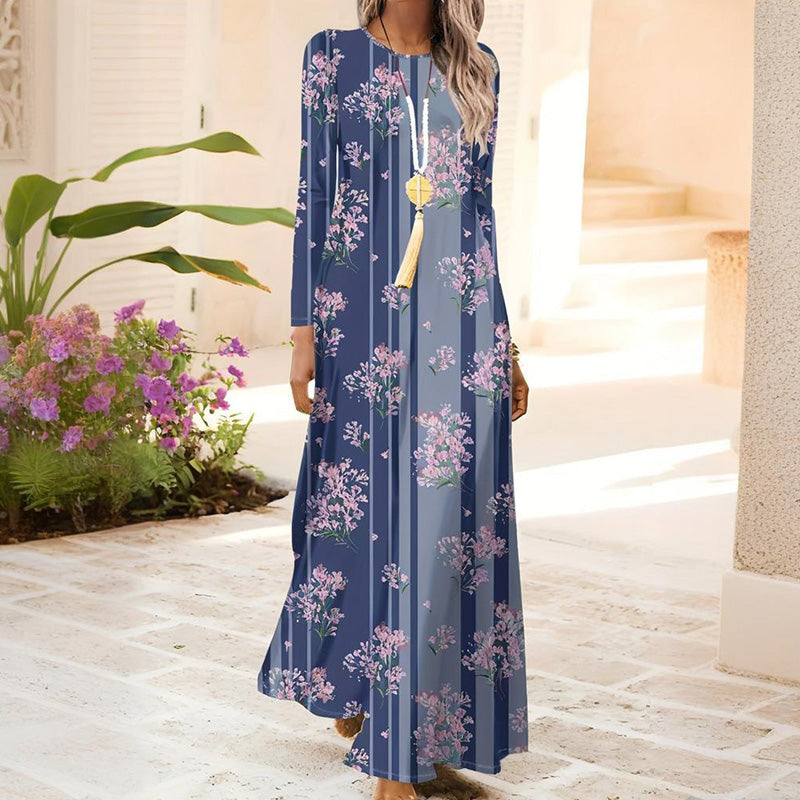 Дамска рокля с дълъг ръкав с 3D принт