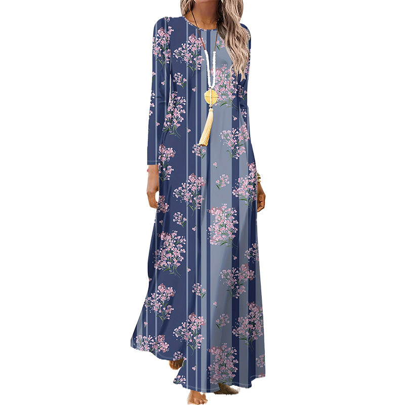 Дамска рокля с дълъг ръкав с 3D принт