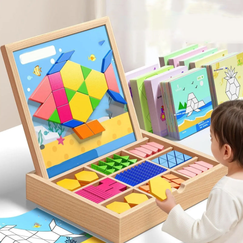 🎁 A tökéletes ajándék! Mágneses fa puzzle készlet mágneses mintákkal 🧠🧩