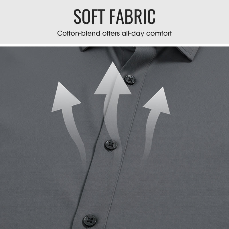 Мъжка обикновена риза с дълъг ръкав - материал, устойчив на намачкване