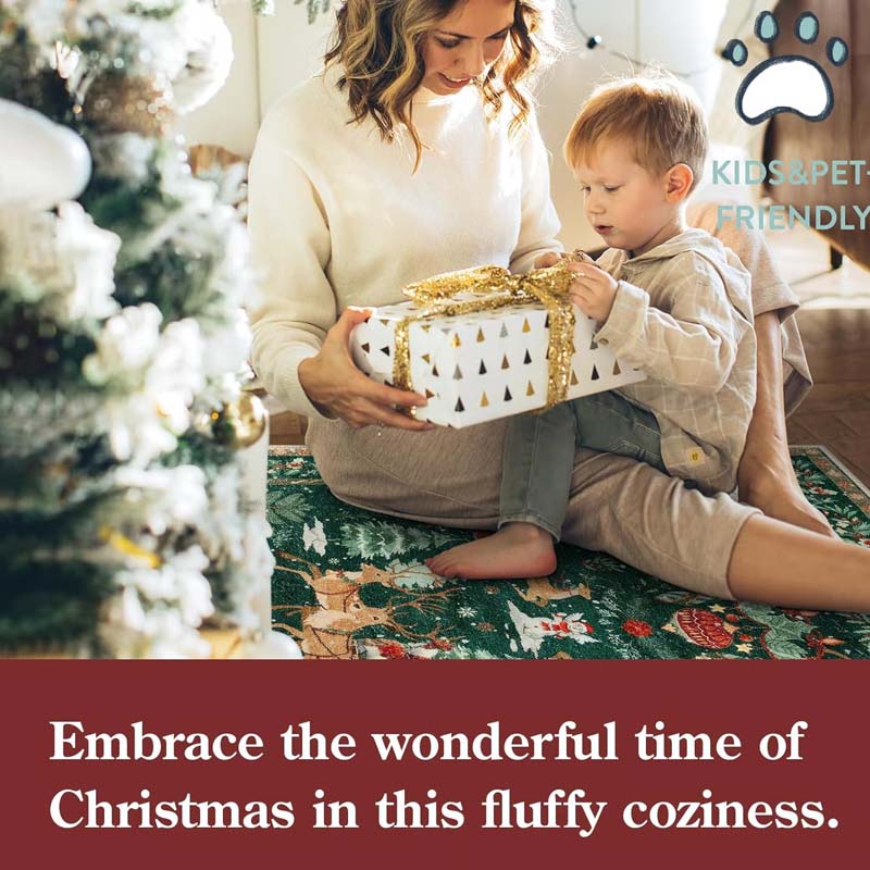 Мек, неплъзгащ се коледен килим за декорация на дома