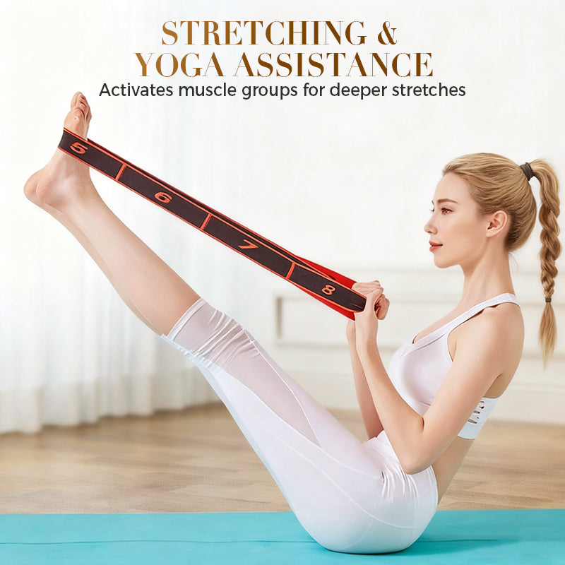 💪 Фитнес съпротивителна лента за стречинг и йога | Еластична лента за сила, гъвкавост и рехабилитация