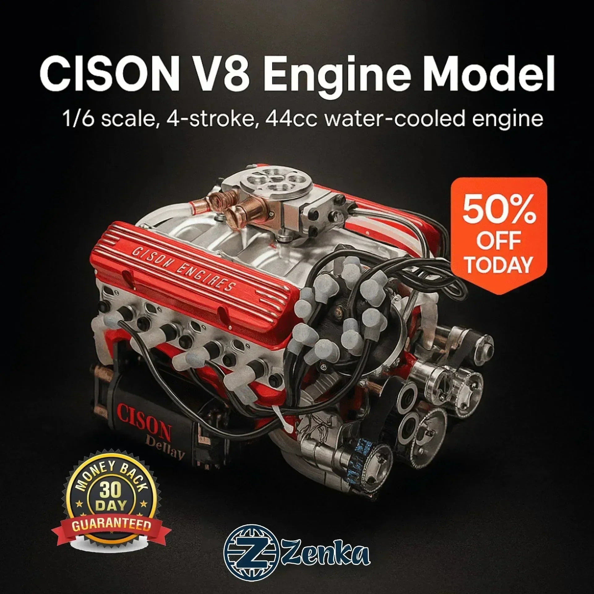 Модел на самосглобяем двигател CISON с бензинов двигател V8 OHV
