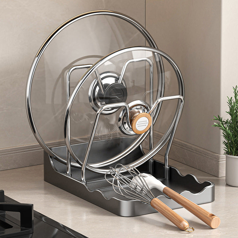 Многофункционален капак за съдове и държач за дъска за рязане