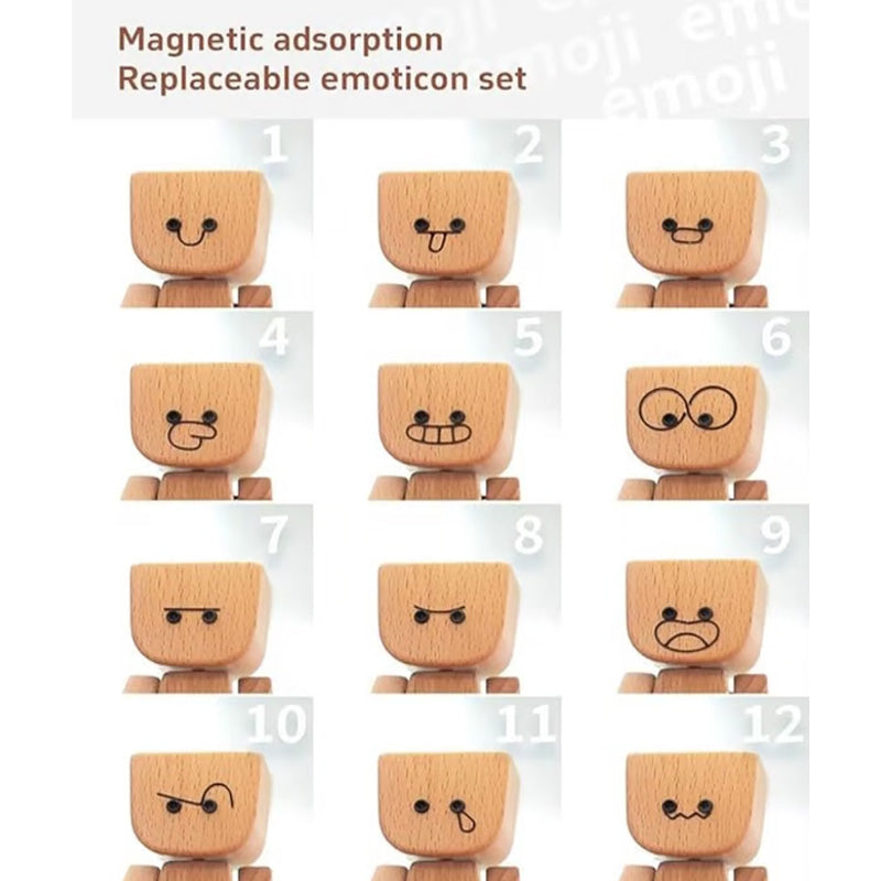 Очарователна малка дървена фигурка, която се движи с 12 различни изражения на лицето